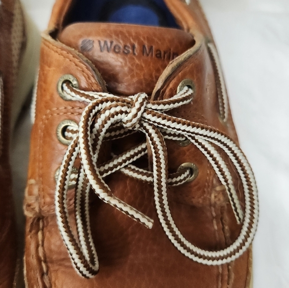 Mens Brown Leather Boat Shoes - Picture 10 of 12